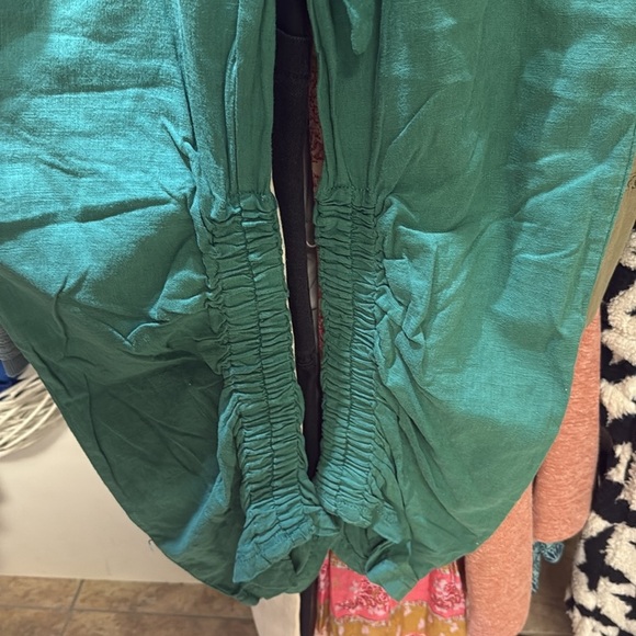 NWT Free People Heart Of Gold Cinched Trousers In Emerald Green - Picture 4 of 6